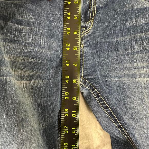 Vintage Y2K Wallflower Embroidered/Embellished Blue Bootcut Denim Jeans Size 5 - Picture 5 of 8